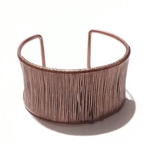 Wire Work Copper Cuff Bracelet Open Adjustable Artisan Style